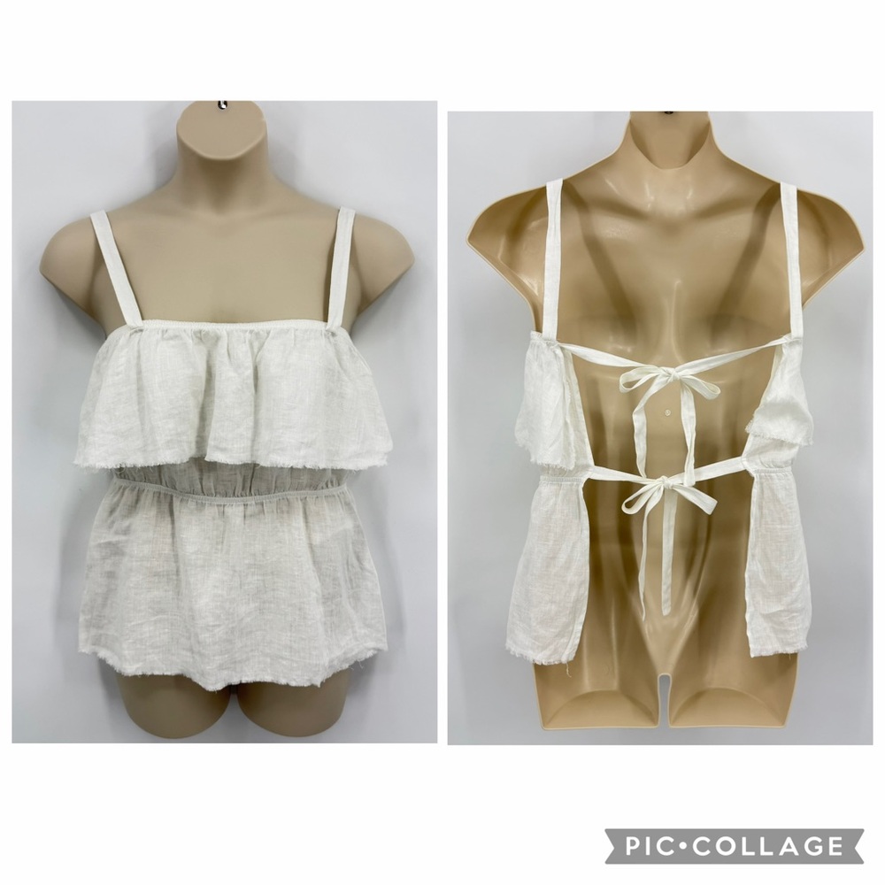 Reformation 100% Linen Layered Sleeveless Halter Style Top White Size L - Picture 1 of 10